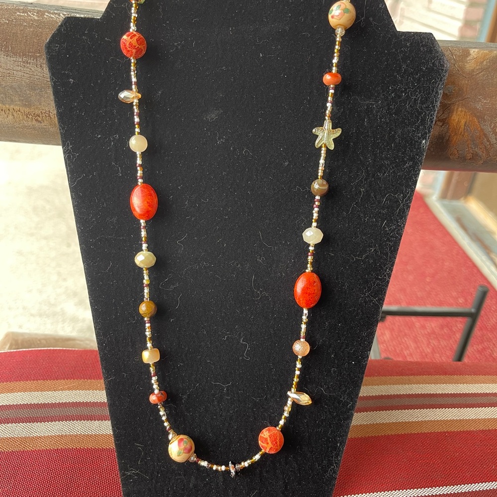 Red Jasper, Picture Jasper, Aventurine & Tigers Eye Necklace